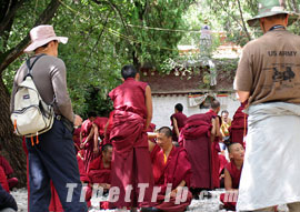 Lama debating in Sera Monastery, Lhasa