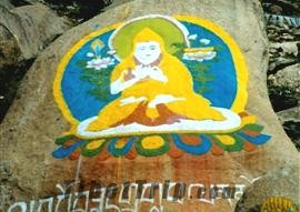 Rock paintings, Drepung Monastery, Tibet