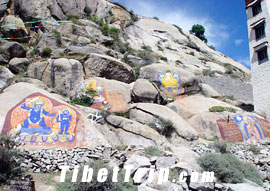 Tibet rock paintings, Sera Monastery, Lhasa