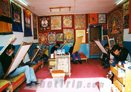 Creation of thangka, Barkhor Street, Lhasa